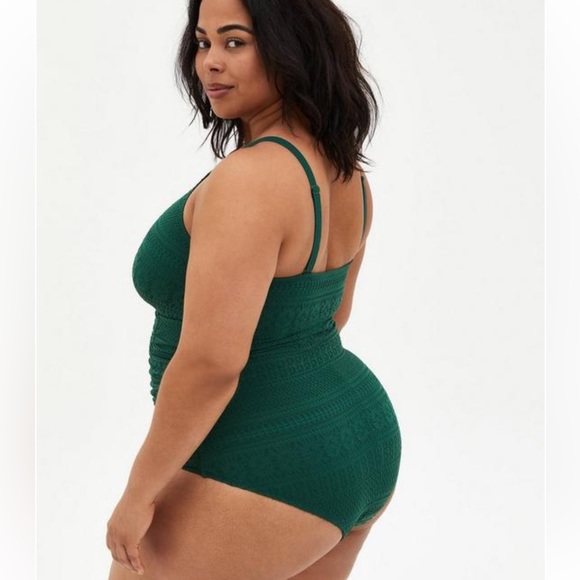 Torrid Olive Crochet High Neck One-Piece Swimsuit - Picture 2 of 2